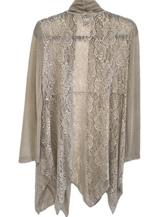 Vintage Ania A Sheer Lace Jacket Beige Asymmetrical Boho Whimsy Patchwork Sz M - Picture 9 of 13